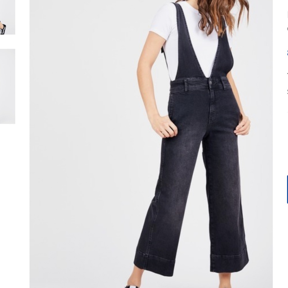 Free People Deep V Denim Jump Suit